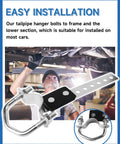 Two Pack Universal Exhaust Hanger Set, Adjustable Swivel Muffler And Tail Pipe Support, installation under vehicle