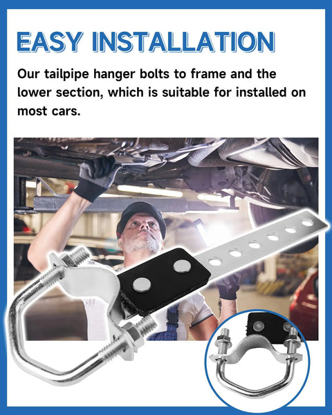 Two Pack Universal Exhaust Hanger Set, Adjustable Swivel Muffler And Tail Pipe Support, installation under vehicle