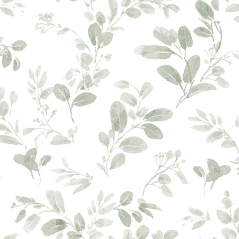 Dancing Leaves Peel And Stick Wallpaper Green And White For A Quick Easy Wall Makeover No Glue Needed Removable And Repositionable