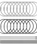 Twenty Pcs Stainless Steel Wire Keychain Cables With 1.5mm Core And 6 Inch Large Key Rings For Luggage Tags Key Tags Keyrings ID Keepers And Kitchen Utensils Black And Silver Durable All Purpose Everyday Carry Ready, arranged in rows showing silver and black cables.