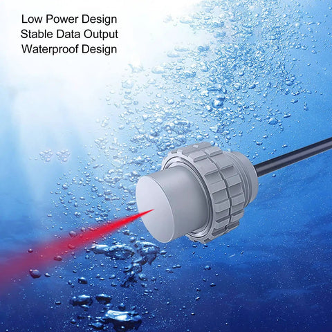 Underwater Ultrasonic Distance Sensor With Temperature Compensation And RS485 Interface For Sharp Obstacle Dodging And Range Sensing Up To Three Meters In Wet Environments IP68 Waterproof 5 To 24 Volt DC with cable.