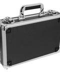 Hella Sturdy Aluminum Alloy Tool Storage Case With Reinforced Carry Handle And Lockable Portable Gear Box Organizer for Auto Mechanics, black exterior.