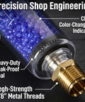 Image of Desiccant Air Dryer System With Filter For Pneumatic Tools And HVLP Paint Guns Keeps Oil Water And Moisture Outta Your Lines; showing color-changing indicator and 3/8" metal threads.