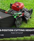 21 Inch Self Propelled Gas Lawn Mower With 170cc 4 Stroke Engine showing 6 position cutting height adjustment