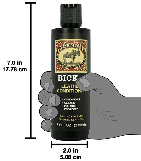 Top Tier Non Darkening Leather Conditioner And Cleaner For Kicks Couch Car Rigs Heavy Duty Polishing Solution in 8 Oz Bottle, held in hand.