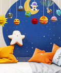 Solar System Sewing Kit For Kids: Beginner Felt Craft Set, Montessori Inspired STEM Toy Gift For Boys And Girls 6 7 8 9, DIY Space Projects, 12 Felt Planets, 7 Safety Needles, Embroidery Floss, Threader, Eyes, Simple Instructions showing hanging felt planets
