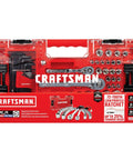 Knuckle Busting 71 Piece Mechanics Tool Set With 1/4 And 3/8 Inch Drive Sockets showcasing 72-tooth ratchet and chrome sockets.