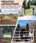 Heavy Duty Two Way Farm Gate Latch With Self Locking Nut Black Lockable Fence Latch For Livestock Corrals shown on various gates.