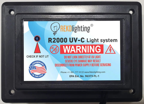 Warning label on Whole House UV-C Air Purifier For HVAC Duct In-Duct Sterilization With Dual Lamps 120V 253.7nm Germ Killer For Home AC Systems