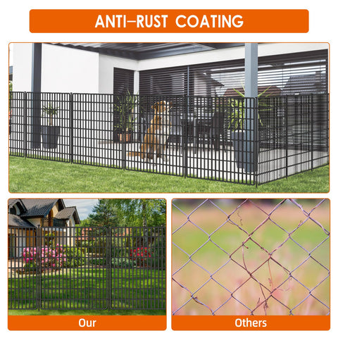 No Dig Fence With Gate, 15 Panels, 32 Inch High By 36 Feet Long Rustproof Metal Garden Edging Border For Outdoor Yard And Patio