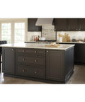 Hella Stylish Cabinet Knobs For Fast Kitchen Refresh And Bathroom Vanity Drawers Heirloom Silver Zinc Construction 1-1/8 Inch Spread 60 Pack Bundle No Fuss Assembly installed on kitchen cabinets.