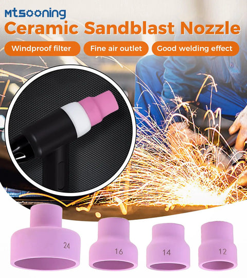 Ceramic TIG Welding Cup Set Pro Grade With Chuck 12 14 16 24 For WP 17 18 26 Torch Gas Lens Kit, nozzle and welding process.