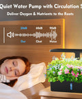 Indoor Hydroponics Growing System With 12 Pod Kit Grow Light Adjustable Height Auto Timer Ultra Quiet Pump Smart Indoor Herb Garden For Fresh Herbs And Greens No Fuss Setup Great Gift For Women Who Love Kitchen Gardening on bedside table with sleeping woman