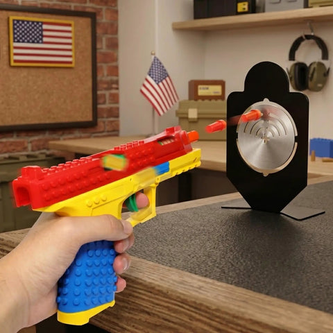 Foam Blaster Building Kit For Kids And Teens Diy Assembly Set with handle firing soft darts at target with display stand