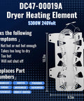 Upgraded DC47-00019A Dryer Heating Element Replacement for a Ton of Front Load Dryers with size dimensions 10.2in x 6.5in