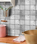 Stainless Steel Peel And Stick Backsplash Tiles 10 Sheets 3D Carven Silver Easy Self Adhesive Wall Decor above kitchen counter