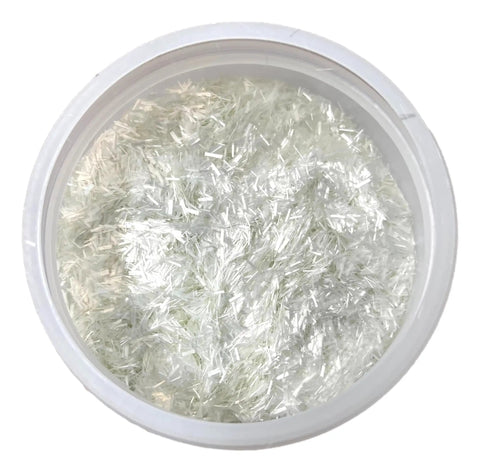 Top view of One Eighth Inch Chopped Strand Fiberglass Fibers Quart For Epoxy And Polyester Repairs, Adds Tensile Strength And Crack Resistance, Ideal For Custom Filler Mixes, Bonding, And Structural Reinforcement In DIY, Marine, And Auto Projects.