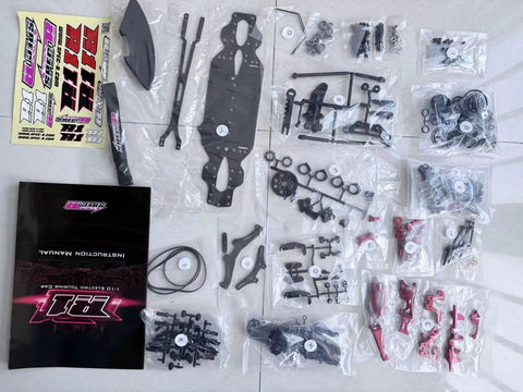 SPEC-R R1 1/10 Scale RC Electric Touring Car 4WD Carbon Fiber Main Chassis Kit With Upper Plate Front 52mm 50mm Dogbones Parts