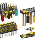 Wall Mounted Tool Rack Set 4 Pack Handy Screwdriver Organizer, Pliers Holder And Hammer Rack With Metal Hardware Tray