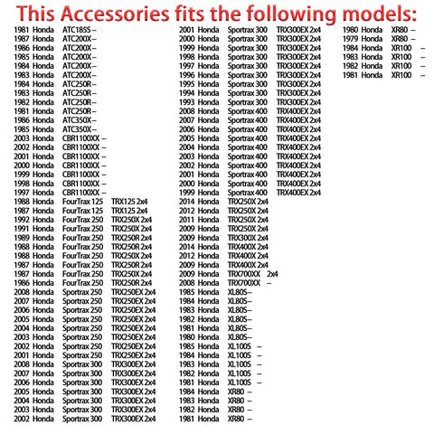 Compatible models list for Fuel Tank Cushions For ATC And TRX Series Bikes Ready-To-Ride Tank Pad Set 17611-HA5-000