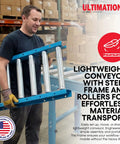 Man holding Light Duty Gravity Conveyor With 1.5 Inch Galvanized Rollers, 12 Inch Wide, 5 Foot Long Steel Frame On 6 Inch Centers