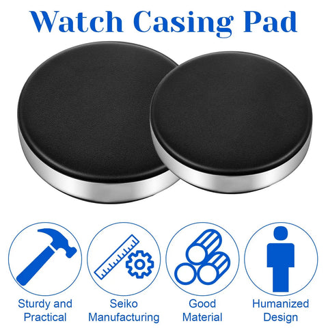 Two Piece Leather Watch Cushion Set With Round Movement Holder Non Slip Watchmaking Tools For Movement Changing And Battery Repair Rugged Pro Grade Repair Kit For Precision Timepiece Work