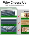 Comparison of heavy-duty galvanized raised garden bed with legs for outdoor use against wooden options, highlighting durability and material advantages.