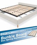 Heavy Duty King Bunkie Board Under Mattress Support Platform Bed Foundation With Precision Cut Inner Rail Drop In Design fitted on a bed frame.