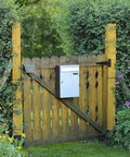 Wooden garden gate with mailbox using 12 Piece 4 Inch Anti Rust Iron Shed Hinges For Cabinet Doors And Barn Doors