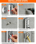 Installation steps for the Built Like A Tank Wall Mount Resistance Band Anchor Rack, including drilling and securing the bracket.