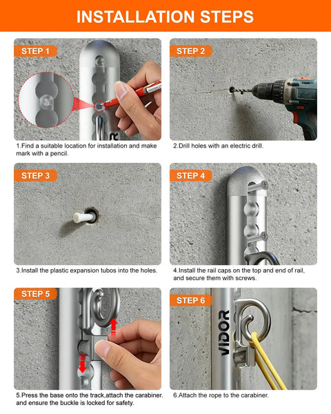 Installation steps for Hella Sturdy Wall Mount Resistance Band Anchor System With 300 Pound Pull Capacity Adjustable Aluminum Gym Anchors.