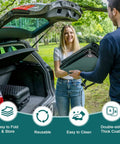 Two people exchanging a 16 Mil Heavy Duty Waterproof Tarp 10 By 10 Feet For Outdoor Use Large Multipurpose Protective Cover with reinforced edges