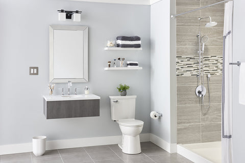 Modern bathroom with Orbit Undercounter Bathroom Sink in White Vitreous China With Front Overflow Undercounter Mount And Mounting Kit