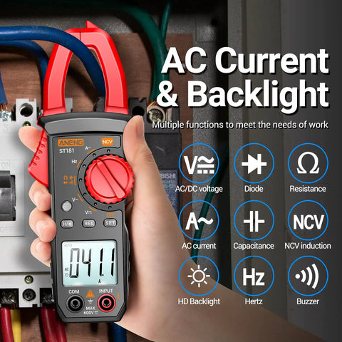 Digital Clamp Meter Multimeter For Electricians With 4000 Counts And NCV, Pro Grade Beast with AC current reading and backlight