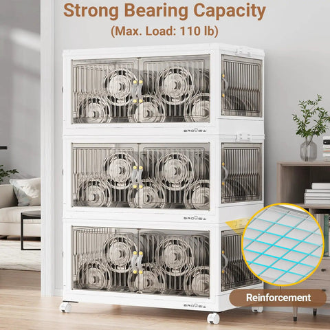 Massive Capacity Stackable Storage Bins With Secure Lids And Quick Slide Side Doors, Absolute Game Changer For Closets And Garages, Foldable Totes That Crush The Daily Haul, Solid Four Pack In White