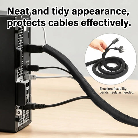 Braided Split Wire Loom Sleeve For Cars And Trucks Heat Resistant To 300F Flame Retardant Self Wrapping Cable Protector