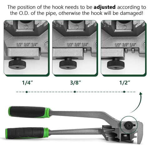3 In 1 Tubing Bender For 1/4 Inch, 3/8 Inch, 1/2 Inch O D Copper And Aluminum Tubes, Pro Grade HVAC Tool adjustment settings