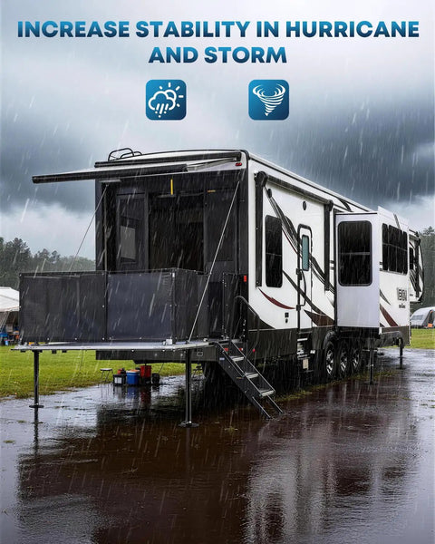 Upgraded RV Slide Out Support Jacks With Flat Top Blocks Set Of Two Plug And Play Gear For Campers Trailers Solid Build Keeps Your Rig Locked Down Straight Up No Extra Wood