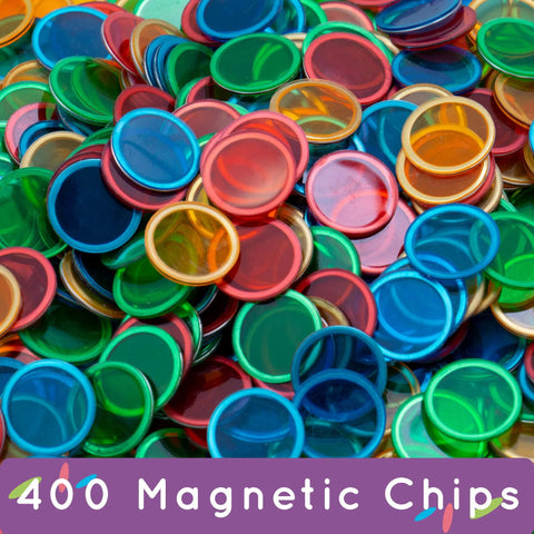 400 colorful translucent bingo chips from Magnetic Bingo Wands And Translucent Chips Set, Easy Pick Up See Through Chips, 4 Magnetic Wands