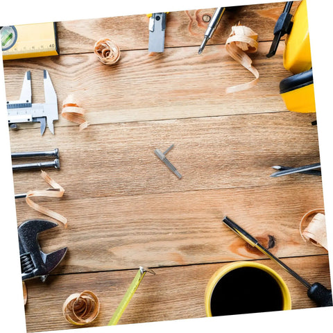Top Shelf Stainless Steel Retractable Spring Indexing Pin For Cabinets on a workbench with tools and coffee.