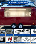 Standard equipment features of Ready To Roll 16 Foot Red Stainless Steel Food Trailer With Dot Certified Mobile Kitchen Setup.