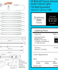 Diagram and specifications of Led Dimmable Under Cabinet Lighting Kit with Hand Wave Activation, Motion Sensor, Touchless Dimming, Easy Install.