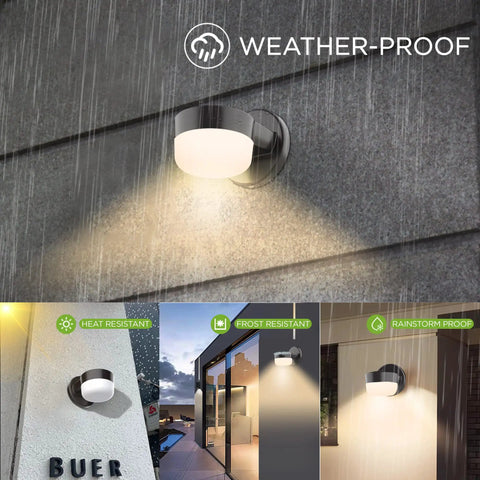 Ultra Efficient 12W 1000LM Outdoor LED Wall Light Sconce, Dusk to Dawn Photocell, Waterproof UL Listed, No Brainer Porch Patio Hallway Lighting, 3000K Warm White, 4 Pack