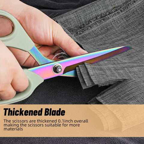 Heavy Duty Fabric Scissors With Titanium Coated Stainless Steel Blades For Leather Sewing And Tailoring 9.8 Inch Multi Purpose Shears That Cut Over 20 Layers Of Fabric With Comfortable Ergonomic Handles For All Your Crafting Projects, cutting thick fabric