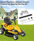 CR12 Steering Service Kit Pinion Rack For Cub Cadet CC30 Lawn Tractor shown with mower and kit parts