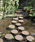 Circular DIY Garden Path Paving Mold 13.58 Inch Reusable Concrete Stepping Stone Form for garden walkway over water feature.