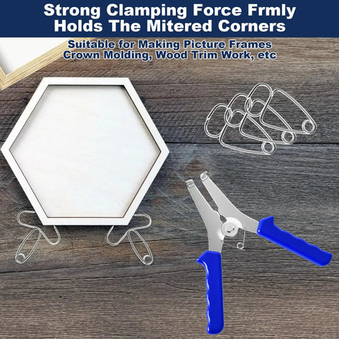 Heavy Duty Miter Spring Clamps Pliers Kit With Stainless Steel Rubber Handle For Woodworking And Crafting Plus Rust Resistant Heat Treated Design Perfect For Shop Or Job Site Work, clamping hex frame