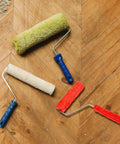 Heavy Duty Textured Rubber Paint Roller For Decorative Accent Walls DIY Hella Smooth Embossing Designs With Comfortable Grip Handle, red and green rollers