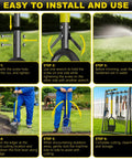 Illustrated steps for using Beast Lawn Edger With Double V Shaped Serrated Blade And Rubber T Grip 40 Inch Edging Shovel for maintenance.