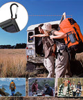Rugged 38800mAh Solar Power Bank With Type C Output Waterproof Outdoor Backup Charger attached to backpack in camping scene